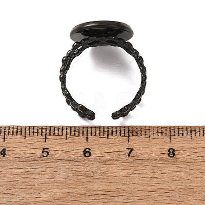 Hollow Flower 304 Stainless Steel Cuff Ring Components STAS-P454-03D-B-1