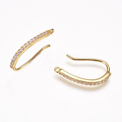 Brass Cubic Zirconia Earring Hooks KK-P076-07-1
