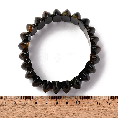 Bicone Natural Tiger Eye Beads Stretch Bracelets for Women Men BJEW-C097-05M-1