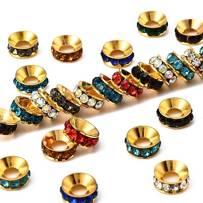 Brass Rhinestone Spacer Beads RB-A020-9mm-G-1