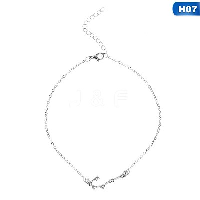 Twelve Constellation Alloy Crystal Rhinestone Link Chain Anklets for Women FS-WG97E4C-16-1