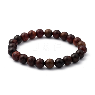 Unisex Natural Wood Beaded Stretch Bracelets X-BJEW-JB05463-04-1
