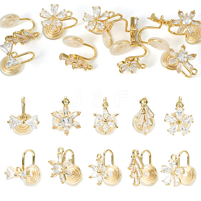 10Pcs 5 Styles Brass Micro Pave Cubic Zirconia Ear Cuff Findings KK-TA0003-23-1