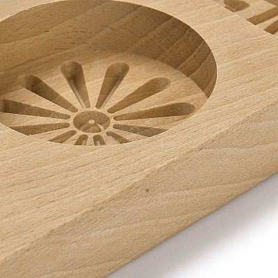 Flower Pattern Beech Wooden Press Mooncake Mold WOOD-K010-04A-1
