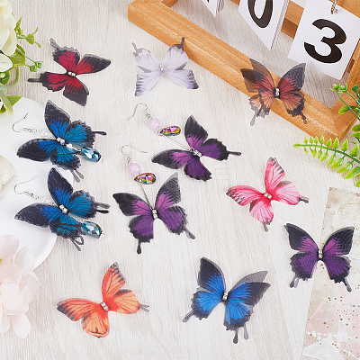 80Pcs 8 Colors Artificial 2-Layer Fibre Tulle Ornament Accessories DIY-SC0022-36-1