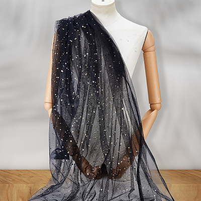 5 Yards Star Moon Polyester Mesh Fabric DIY-WH0899-684A-1