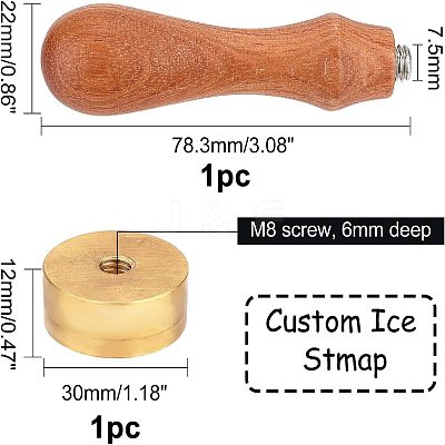 3Pcs 3 Style Golden Brass Stamp Head DIY-OC0007-82D-1