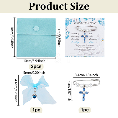 Cross Iron & Plastic Imitation Pearl Kilt Pin Brooches JEWB-NB0001-27-1
