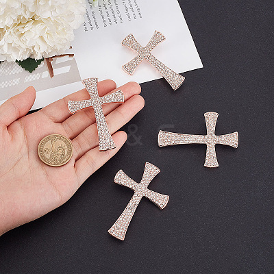 4Pcs Cross Rhinestone Lapel Pins JEWB-HY0001-50RG-1