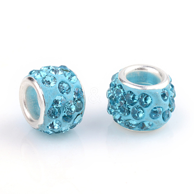 Polymer Clay Rhinestone European Beads X-CPDL-T001-04-1