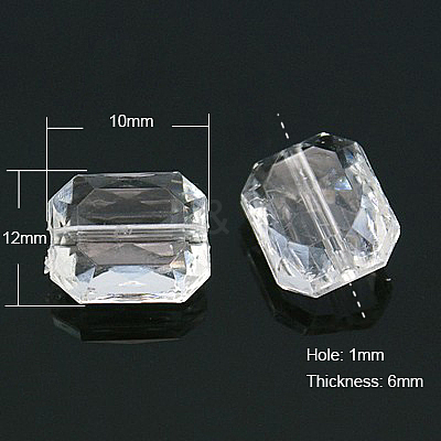 Faceted Rectangle Transparent Clear Acrylic Beads X-TACR-524-01-1