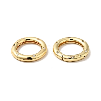 Brass Pave Clear Cubic Zirconia Spring Gate Rings KK-J301-15G-1