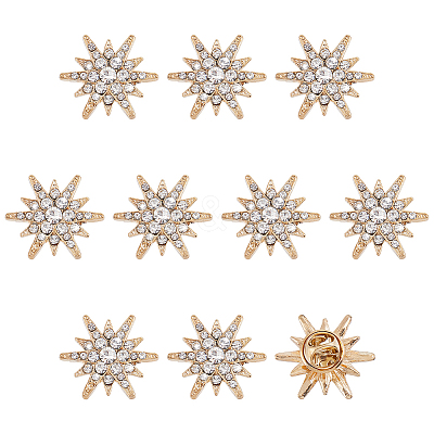 10Pcs Alloy Rhinestone Lapel Pin Backs for Backpack Clothes JEWB-HY0001-63LG-1