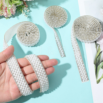 3 Yards 3 Styles Self-adhesion ABS Imitation Pearl with Rhinesatone Hotfix Rhinestone DIY-CY0001-88-1