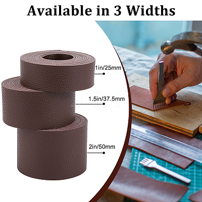 2M Flat Single Face Lychee Pattern Imitation Leather Band LC-WH0010-02B-02-1