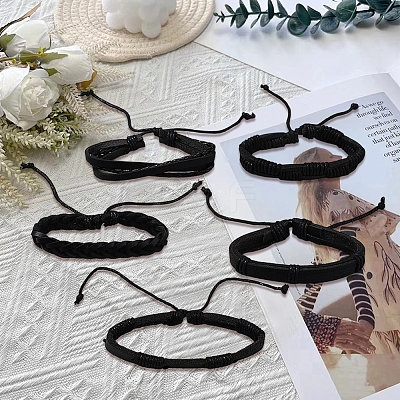 1Bag Mixed Styles Adjustable PU Leather Cord Braided Bracelets for Unisex BJEW-CL0001-47C-1