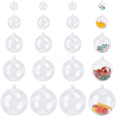 25Pcs 5 Styles Transparency Acrylic Christmas Balls Pendants DIY-CP0013-38-1