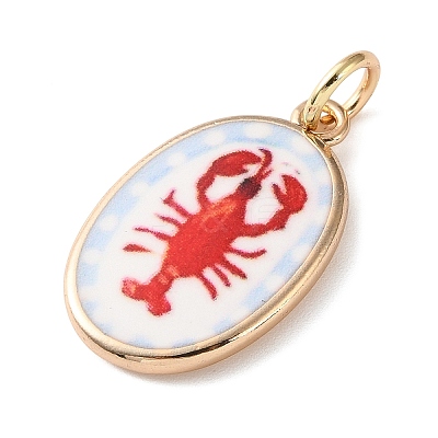 Printed Brass Enamel Pendants KK-CBADFD5-04G-B-1