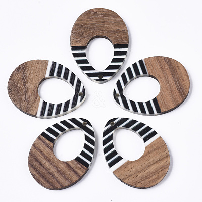 Resin & Walnut Wood Pendants X-RESI-T035-13-1