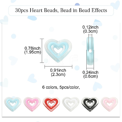 30Pcs 6 Colors Acrylic Beads SACR-YW0001-61-1