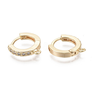 Brass Micro Pave Cubic Zirconia Huggie Hoop Earring Findings X-KK-T063-012-NF-1