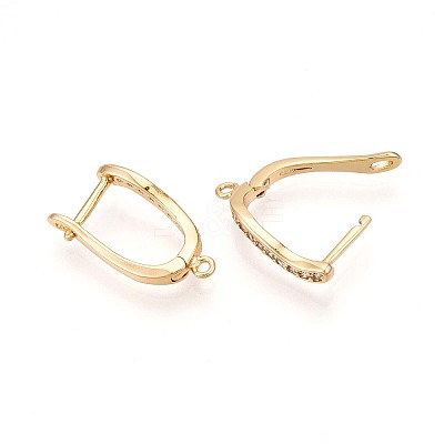 Brass Micro Pave Cubic Zirconia Hoop Earring Finding KK-N261-37G-1