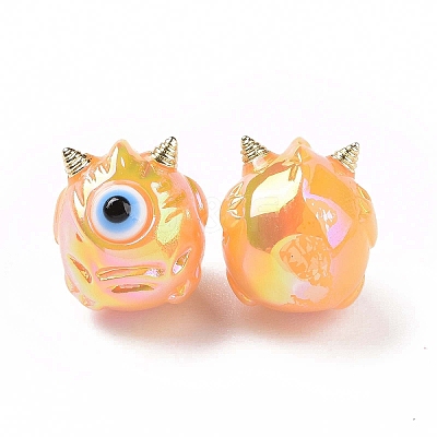 UV Plating Rainbow Iridescent Acrylic Beads OACR-A018-03-1