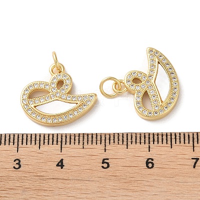 Brass Micro Pave Clear Cubic Zirconia Pendants KK-B083-33E-G-1