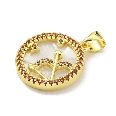 Brass Micro Pave Clear Cubic Zirconia Pendants KK-K354-04G-02-1