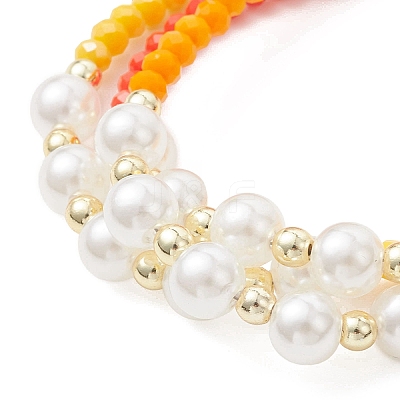 Opaque Solid Color Glass & Plastic Pearl Multi-strand Bracelets BJEW-JB12969-1