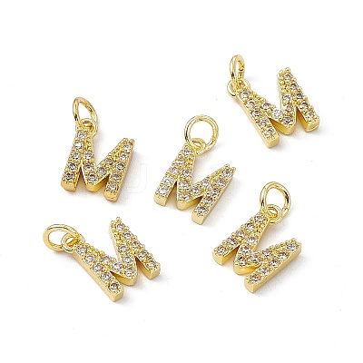 Real 18K Gold Plated Brass Micro Pave Clear Cubic Zirconia Charms KK-E068-VB452-M-1
