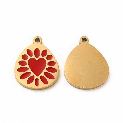 Ion Plating(IP) 304 Stainless Steel Enamel Pendants STAS-F291-04G-01-1