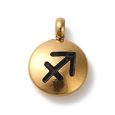 304 Stainless Steel Black Enamel Charms STAS-R009-02G-06-1