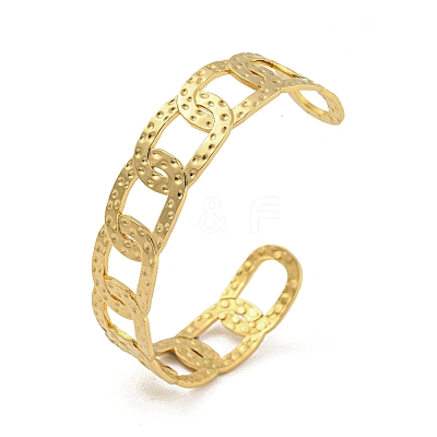 304 Stainless Steel Oval Open Cuff Bangles for Women BJEW-E100-05G-1