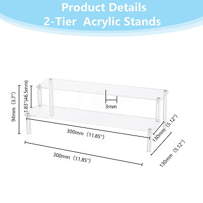 2-Tier Acrylic Organizer Display Riser Rack ODIS-WH0070-11B-02-1