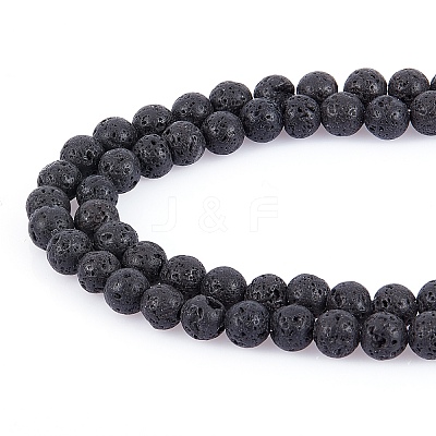 Natural Lava Rock Gemstone Round Bead Strands X-G-R285-4mm-06-1