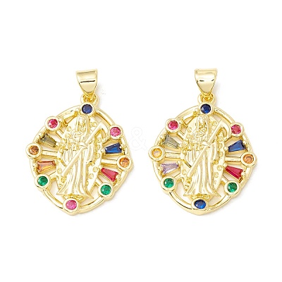 Rack Plating Brass Micro Pave Cubic Zirconia Pendants KK-E278-11G-1