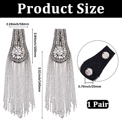 Teardrop Iron Chain Tassel with Rhinestone Epaulettes AJEW-WH20006-326C-P-1
