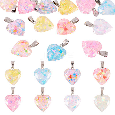15Pcs Luminous Resin Sequins Pendants RESI-TA0004-20C-1