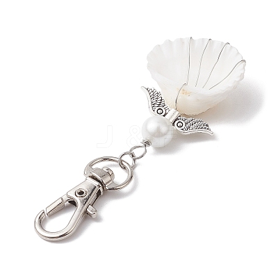 Angel Alloy & Wire Wrapped Natural Shell Pendant Decorations HJEW-JM02017-01-1