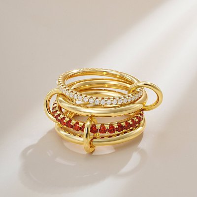 Brass Micro Pave Cubic Zirconia Finger Rings FS-WG6545E-30-1