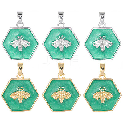 6Pcs 2 Colors Brass Pendants KK-BBC0021-45-1