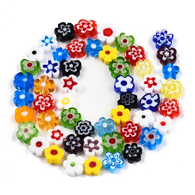 Handmade Millefiori Glass Bead Strands LAMP-N029-017B-08-1