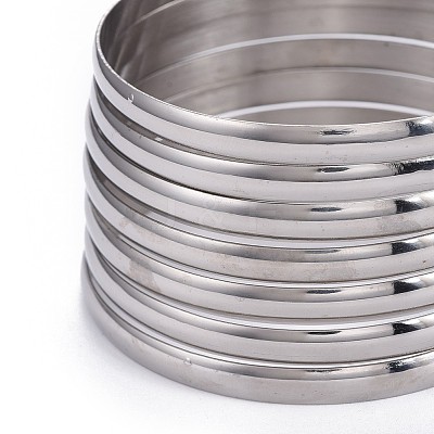 Fashion 201 Stainless Steel Bangle Sets BJEW-L664-024D-P-1-1