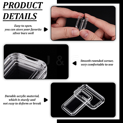 Acrylic Packing Boxes with Lids for Gold Bar CON-WH0085-142-1