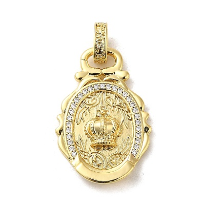 Rack Plating Brass Micro Pave Cubic Zirconia with Sea shell Pendants KK-Q795-15A-G-1
