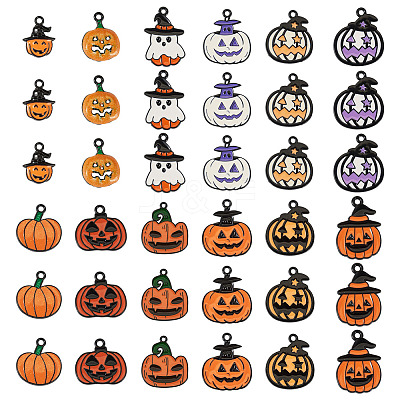 36Pcs 12 Styles Halloween Alloy Enamel Pendants ENAM-TA0003-51-1