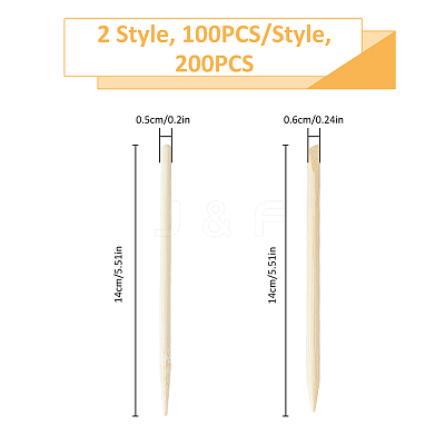 200Pcs 2 Styles Bamboo Pen for Rainbow Scratch Paper Art AJEW-FH0004-44-1
