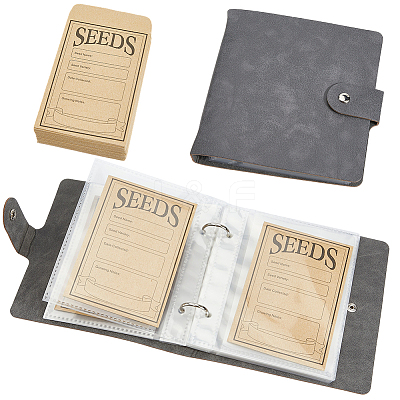PU Leather Cover Loose Leaf Binder Photo Albums with Self-Adhesive Kraft Paper Seed Saving Envelopes AJEW-CY0001-84-1