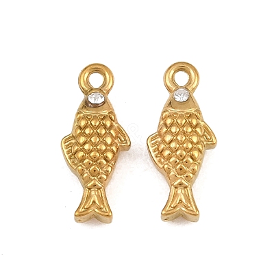 304 Stainless Steel with Crystal Rhinestone Charms RB-CBABFDA-11A-G-1